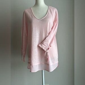 Sanctuary Light Pink V-Neck Layered Tunic with Sleeve Tie Size Large